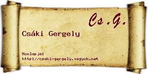 Csáki Gergely névjegykártya